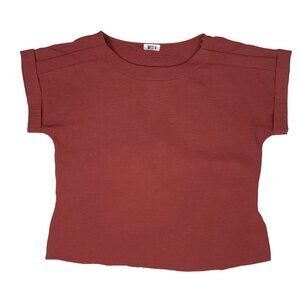 West K Women's Tie Back Crinkle Blouse Top Casual Workwear Rustic Red Brick